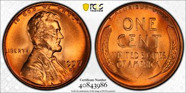 1957-D 1C MS66RD