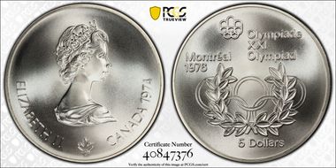 1974 $5 Olympic Rings MS70