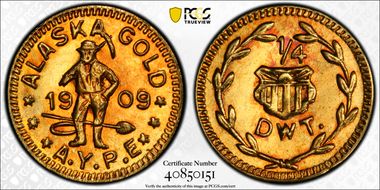 (1909) 1/4 PW X-Tn2 Alaska Gold MS62