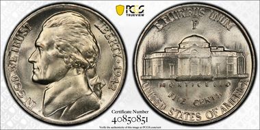 1942-P/P 5C Silver, RPM, FS-501 MS65