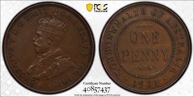 1931 (m) 1D Indian obverse Aligned date AU50BN