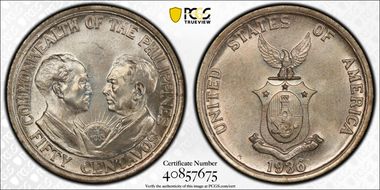 1936-M 50C Commonwealth KM-176 MS65