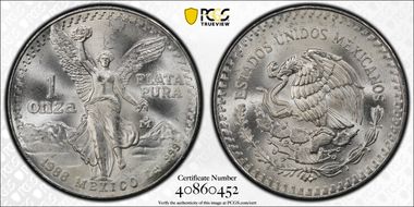 1988-Mo Onza Libertad Ag MS67