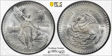 1988-Mo Onza Libertad Ag MS67