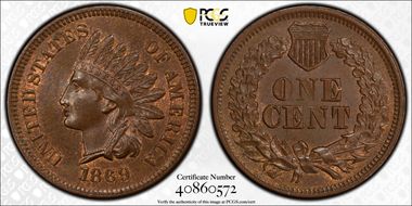 1869/69 1C RPD, FS-301, S-3 MS64BN