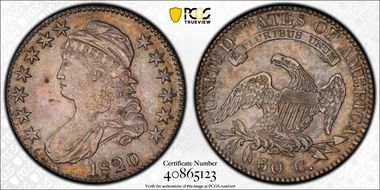 1820 50C Sq. 2, Lg Date, No Knob AU50