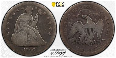 1866 $1 Motto N1