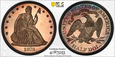 1873 50C No Arrows PR65CAM