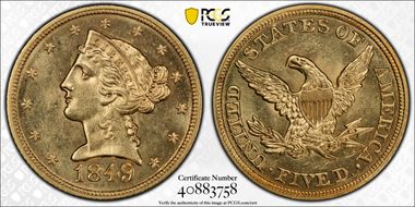 1849 $5 MS63