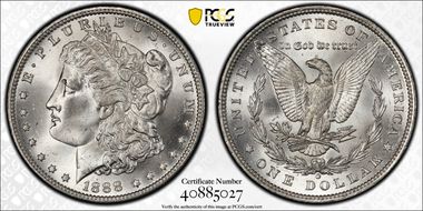 1888-O $1 VAM 1A, Clashed E MS65