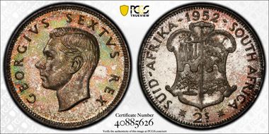 1952 2 Shil KM-38.2  Ag PR66