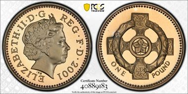 2001 £1 S-J16 N. Irish Design Ag Pft PR68DCAM