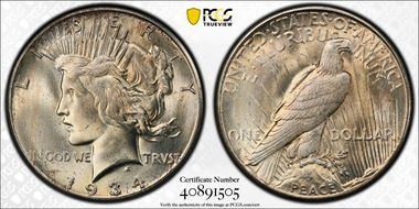1934-S $1 MS64