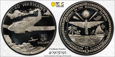 1991 $5 P-40 Warhawk MS69