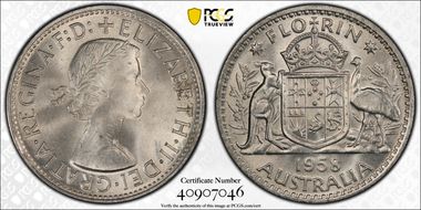 1958(m) Florin KM-60  Ag MS64