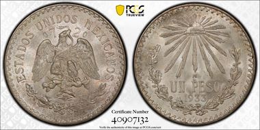 1933-M Peso KM-455  Ag MS66