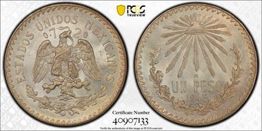 1943-M Peso KM-455 Ag MS67