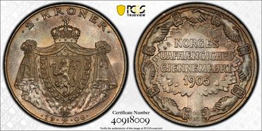 1906 2 Kr Independence KM-363  Ag MS66