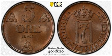 1913 5 Øre MS65BN