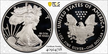 2020-S $1 Silver Eagle First Day of Issue PR70DCAM