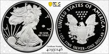 2020-W  $1 Silver Eagle - v75 Privy First Strike PR70DCAM
