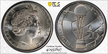 2015-S 20C Netball World Cup Counterstamp MS67