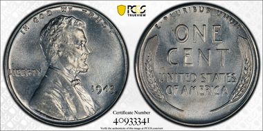 1943 1C MS67+