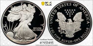 1989-S $1 Silver Eagle PR69DCAM