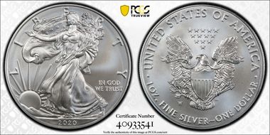 2020-W $1 Burnished Silver Eagle SP70