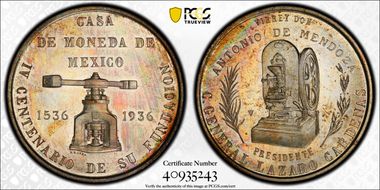 1936 Medal Grove-490a Ag Casa De Moneda MS66