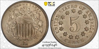 1868 5C AU58