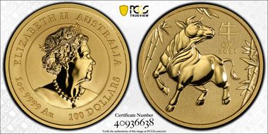 2021-P $100 Year of the Ox Au MS70