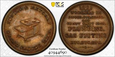 1861 Token F-370C-1b Brass PE Foster & Metcalf MS62
