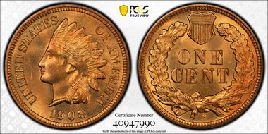 1908-S 1C MS67RD