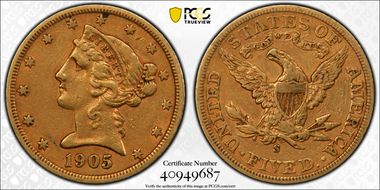 1905-S $5 XF40