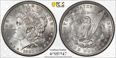 1882-O $1 VAM 7, O/O MS65