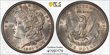 1901 $1 VAM 5 Doubled Ear MS61
