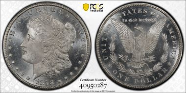 1878-CC $1 VAM 6, Doubled Leaves MS65