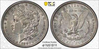 1882-O/S $1 VAM 5, O/S Broken AU50