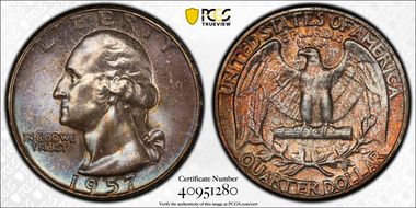 1957 25C MS67+ 