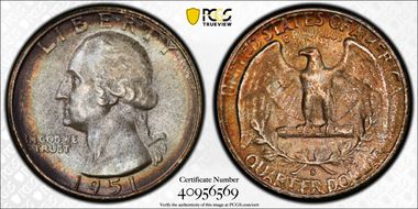 1951-S 25C MS67+