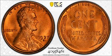 1937-S 1C MS67+ RD