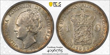 1929 Gulden KM-161.1 Ag AU58