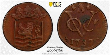 1737 VOC Duit AU50BN