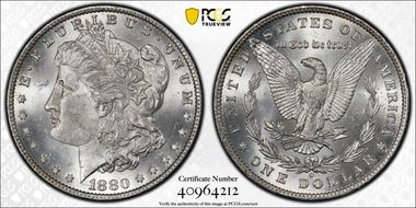 1880-O $1 VAM 48, Hangnail MS63