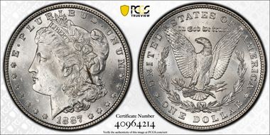 1887 $1 VAM 12, Alligator Eye MS63