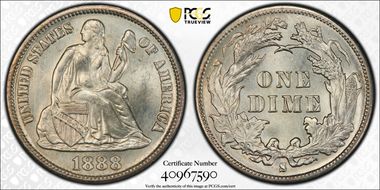 1888-S 10C MS64