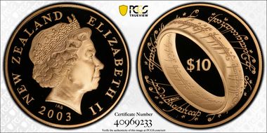 2003 $10 The One Ring Gold PR70DCAM