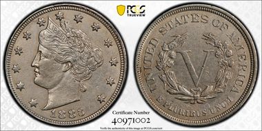 1883 5C No CENTS AU50