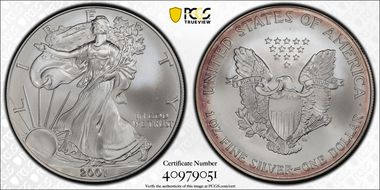 2001 $1 Silver Eagle MS68